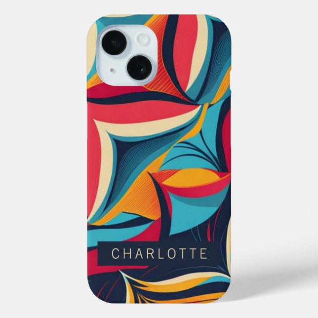 Colourful Abstract Retro Pattern Personalised Case-Mate iPhone Case (Back)