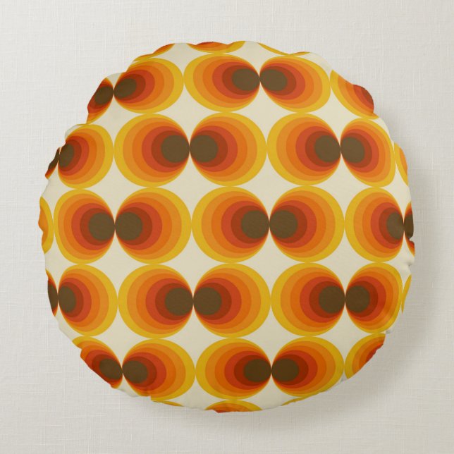 Colourful abstract retro seamless geometric patter round cushion (Front)