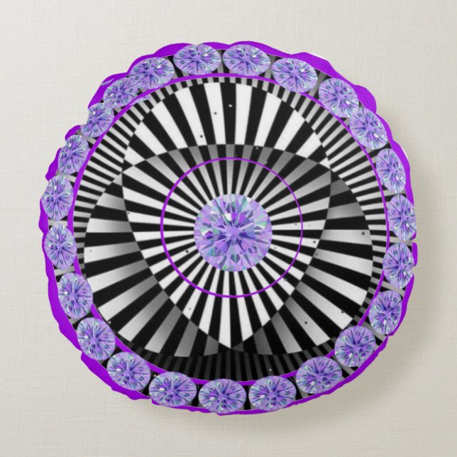 Colourful Abstract Round Throw Pillow (Front)
