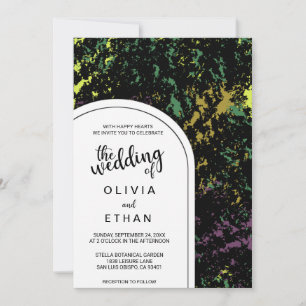 Colourful abstract rustic chic Wedding Invitation