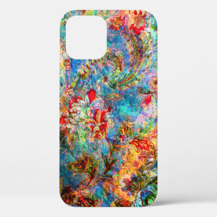 Colourful Abstract Rustic Floral Design iPhone 12 Pro Case