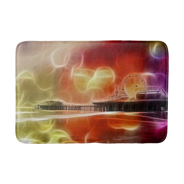 Colourful abstract Santa Monica Pier Bath Mat (Front)