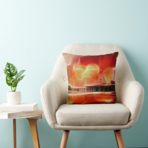 Colourful abstract Santa Monica Pier Cushion