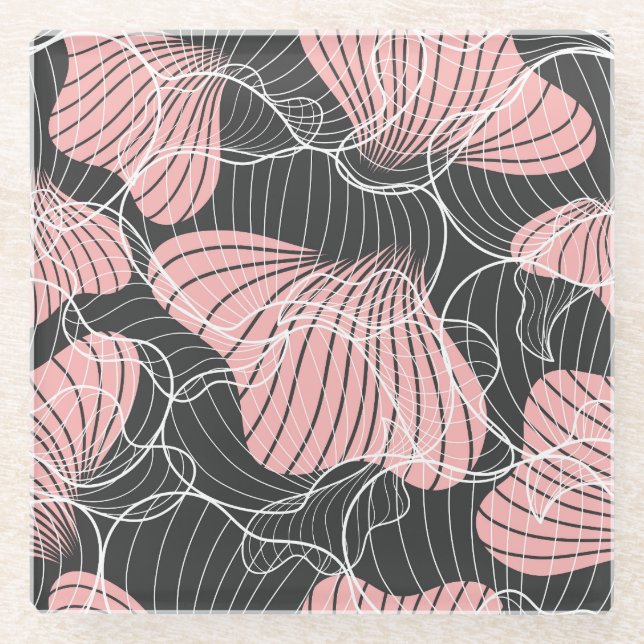 Colourful abstract, seamless artistic pattern. glass coaster (Front)