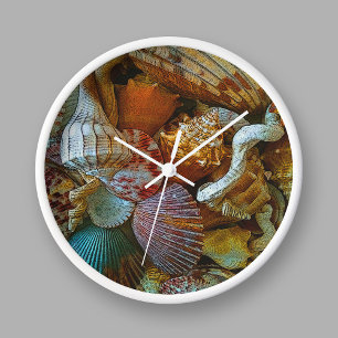 Colourful Abstract Seashells Clock