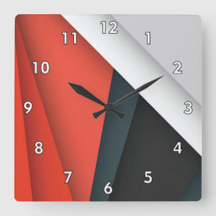 Colourful Abstract Shapes and Lines Square Wall Clock