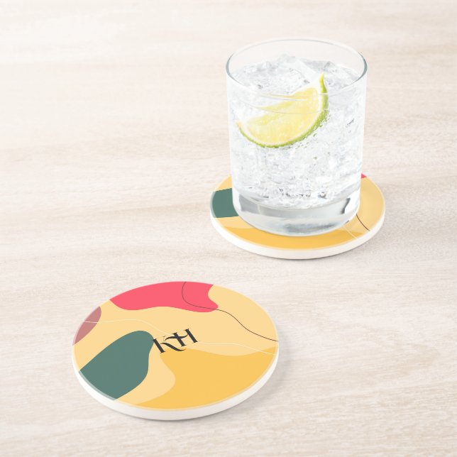 Colourful abstract shapes background coaster (Side)