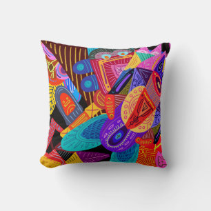 Colourful Abstract Shapes, Circles, Lines & Dots Cushion