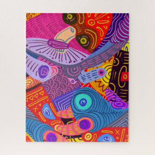 Colourful Abstract Shapes, Circles, Lines & Dots Jigsaw Puzzle