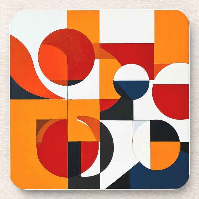 Colourful Abstract shapes Coaster (Front)