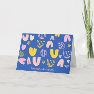 Colourful Abstract Shapes Collage Design in Blue Note Card