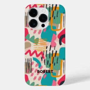 Colourful abstract shapes grunge pattern Case-Mate iPhone 14 pro case
