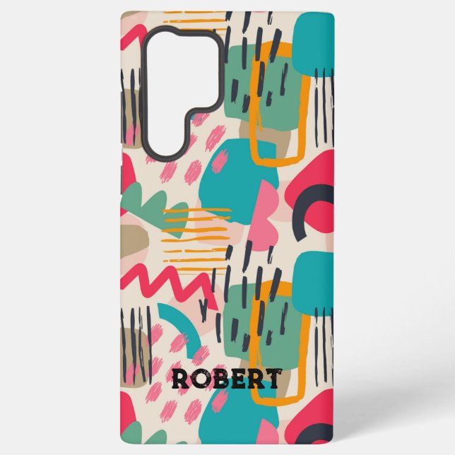 Colourful abstract shapes grunge pattern samsung galaxy s22 ultra case (Back)