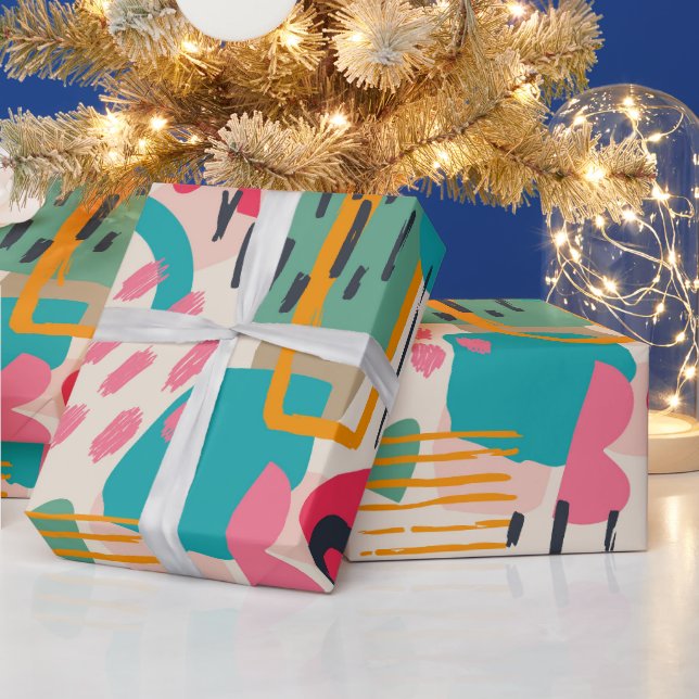 Colourful abstract shapes grunge pattern wrapping paper (Holidays)