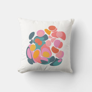 Colourful Abstract Shapes in Teal Pink and Yellow  Cushion