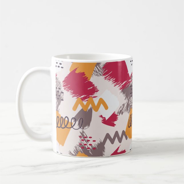 Colourful Abstract Shapes, Lines & Dots Coffee Mug (Left)