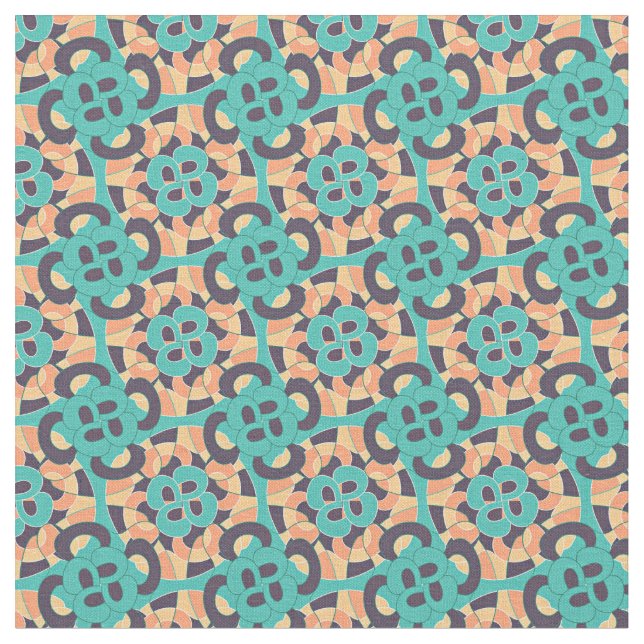 Colourful abstract shapes pattern fabric (Close Up)