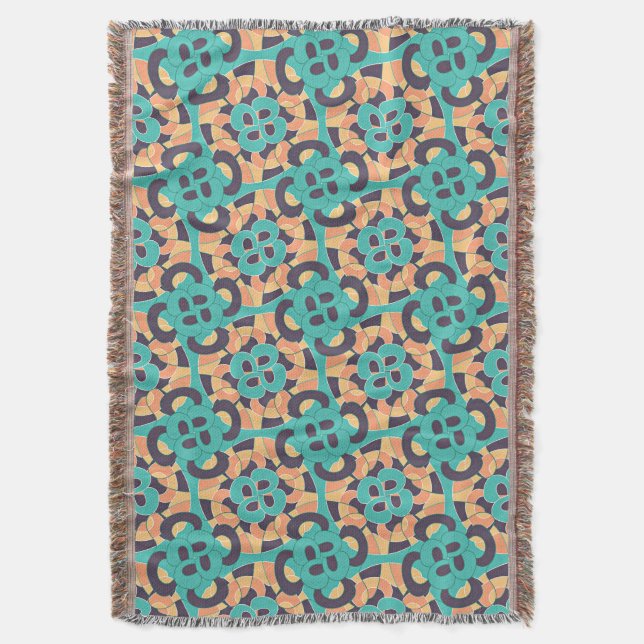 Colourful abstract shapes pattern throw blanket (Front Vertical)