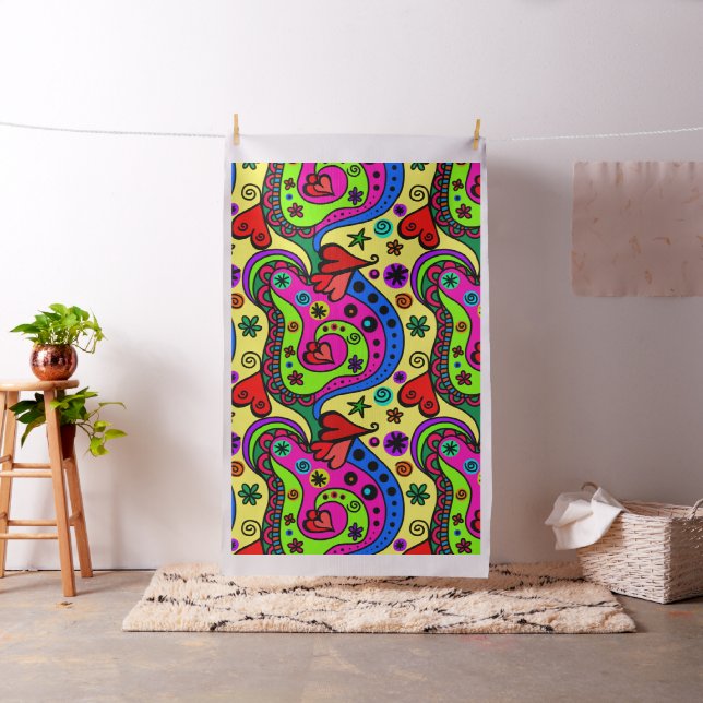 Colourful abstract shapes psychedelic art fabric (In Situ)