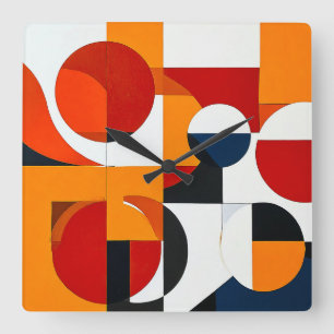 Colourful Abstract shapes Square Wall Clock