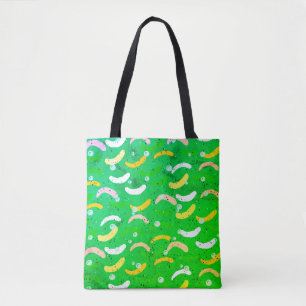Colourful abstract shapes trendy art stylish green tote bag