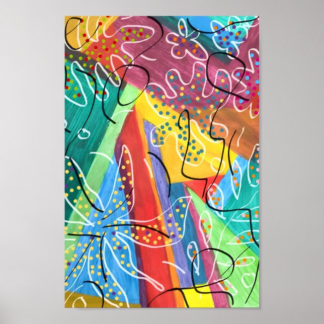 Colourful Abstract Shapes - Vibrant Art Poster (Front)