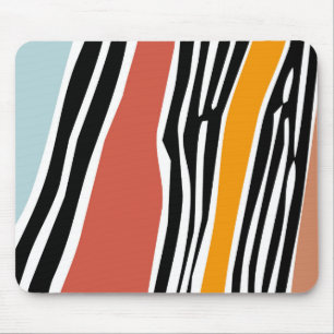 Colourful abstract shapes with zebra print design mouse pad