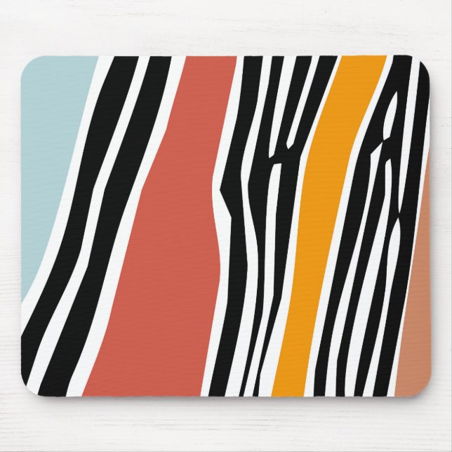Colourful abstract shapes with zebra print design mouse pad (Front)