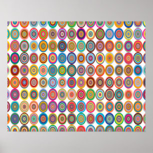 Colourful Abstract Small Concentric Circles Art Poster