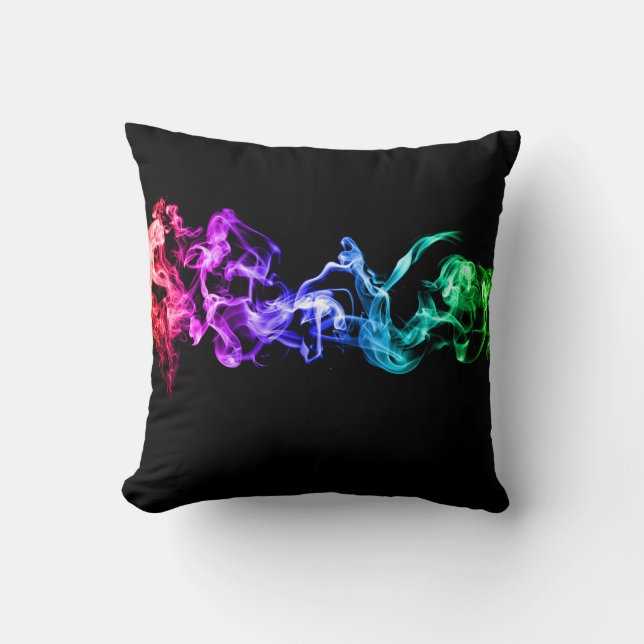 Colourful Abstract Smoke - A Rainbow in the Dark Cushion (Front)