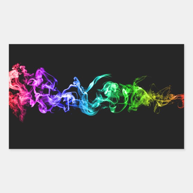 Colourful Abstract Smoke - A Rainbow in the Dark Rectangular Sticker (Front)
