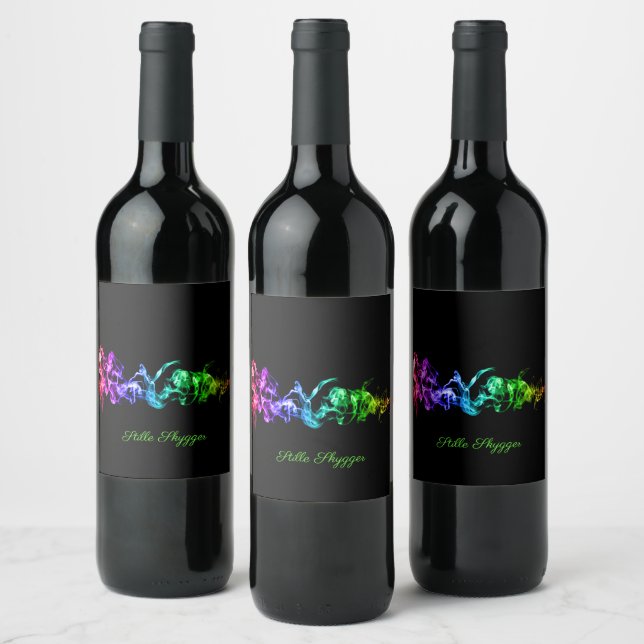 Colourful Abstract Smoke - A Rainbow in the Dark Wine Label (Bottles)
