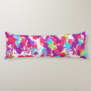 Colourful Abstract Splatter Paint, Red and Purple Body Cushion