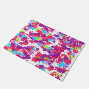 Colourful Abstract Splatter Paint, Red and Purple Doormat