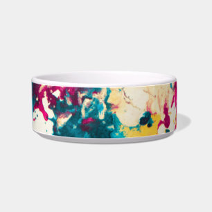 Colourful Abstract Splatter Paint Teal and Magenta Bowl
