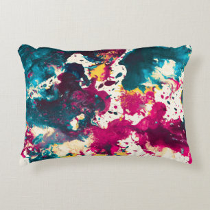 Colourful Abstract Splatter Paint Teal and Magenta Decorative Cushion