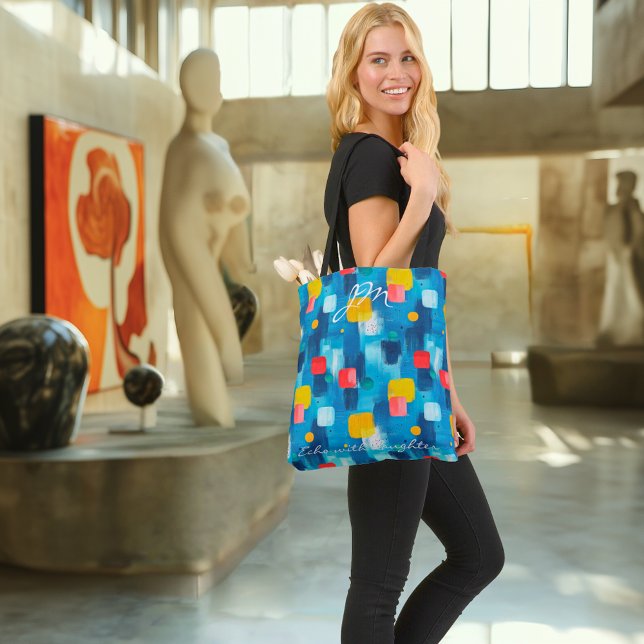Colourful Abstract Square and Circle Tote Bag (Creator Uploaded)