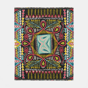 Colourful abstract: square pocket design. fleece blanket