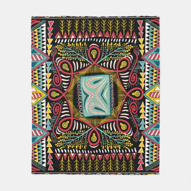 Colourful abstract: square pocket design. fleece blanket (Front)
