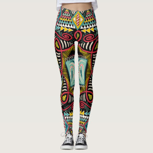 Colourful abstract: square pocket design. leggings