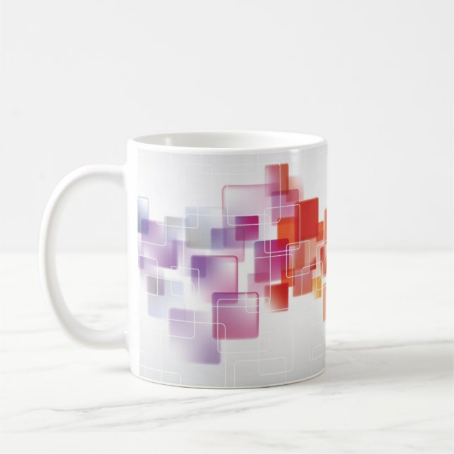 Colourful Abstract Squares and Boxes Coffee Mug (Left)