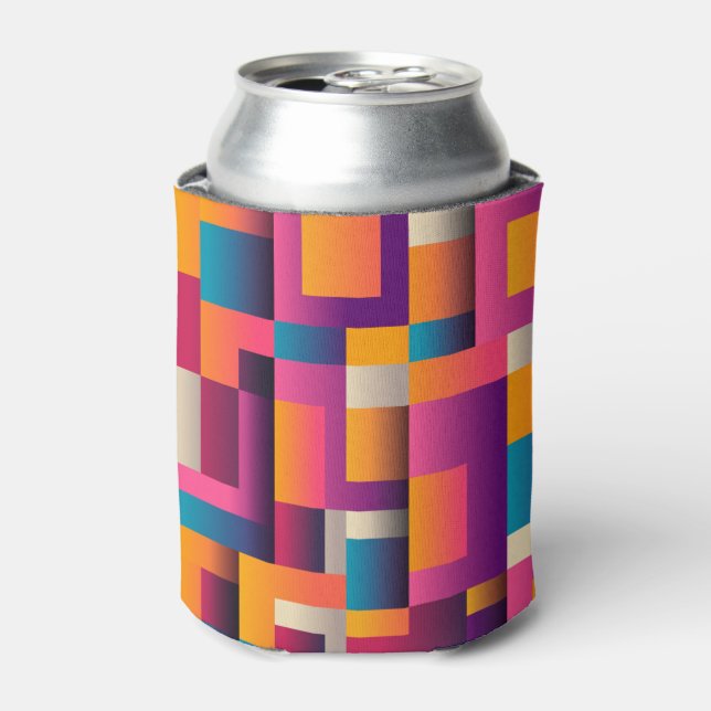 Colourful Abstract Squares and Shapes Can Cooler (Can Front)