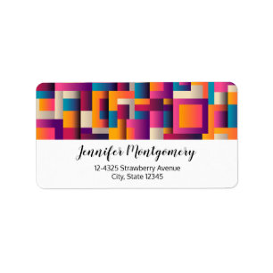 Colourful Abstract Squares and Shapes Label