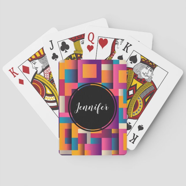 Colourful Abstract Squares and Shapes Playing Cards (Back)