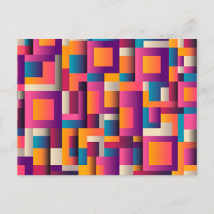 Colourful Abstract Squares and Shapes Postcard
