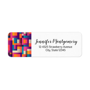 Colourful Abstract Squares and Shapes Return Address Label