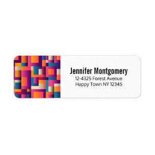 Colourful Abstract Squares and Shapes Return Address Label