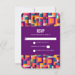 Colourful Abstract Squares and Shapes RSVP Card