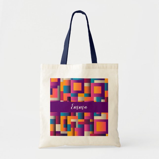 Colourful Abstract Squares and Shapes Tote Bag (Front)