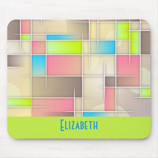 Colourful Abstract Squares Geometric Pattern Mouse Pad (Front)